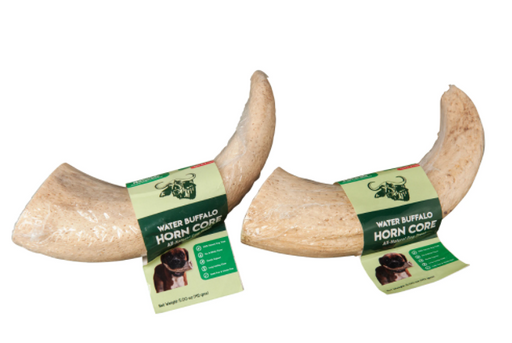 WATER BUFFALO HORN CORE-Horn Inner Part-100% Natural, High Protein, Long-Lasting, Grain-Free, Gluten-Free, Low-Fat, Dog Dental Treats & Chews-2 COUNT-10 oz