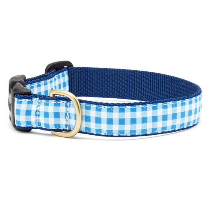 Blue Gingham Collar & Leash