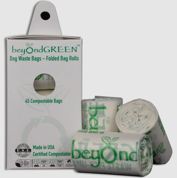 beyondGREEN Dog Waste Bags - 3 Folded Rolls - 45 Bags