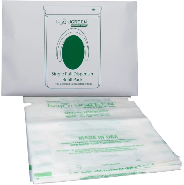 beyondGREEN Dog Waste Bags - 100 Bags in Single-Pull Stack